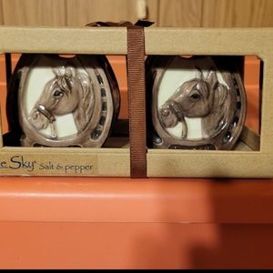 BLUE SKY HORSE SALT PEPPER SHAKERS